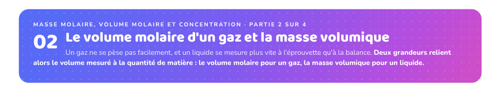 Partie 2 : Le volume molaire d'un gaz et la masse volumique