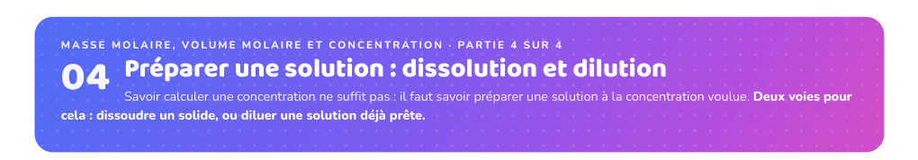 Partie 4 : Préparer une solution : dissolution et dilution