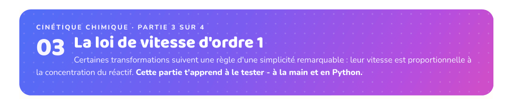 Partie 3 : La loi de vitesse d'ordre 1