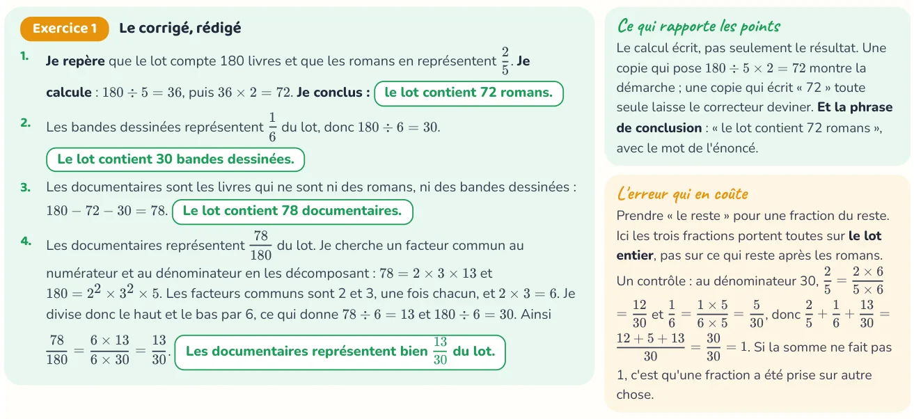 Un corrigé du livret de maths.