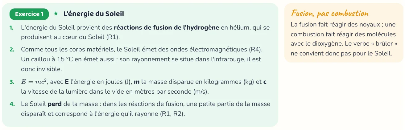 Un corrigé du cahier « Le rayonnement solaire ».