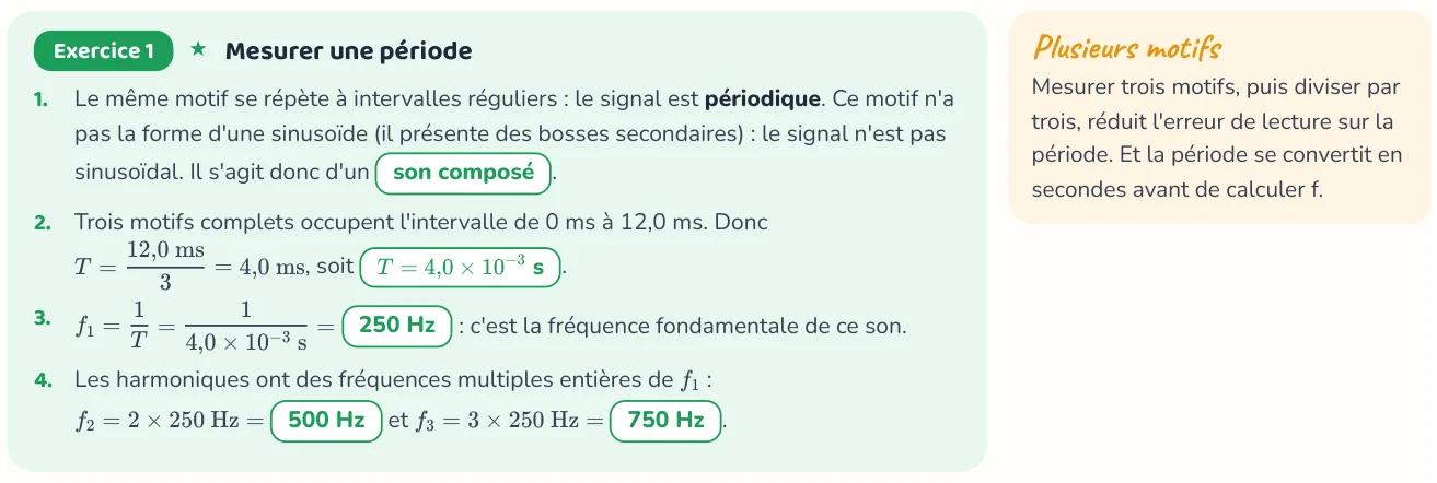 Un corrigé du cahier « Son et musique ».