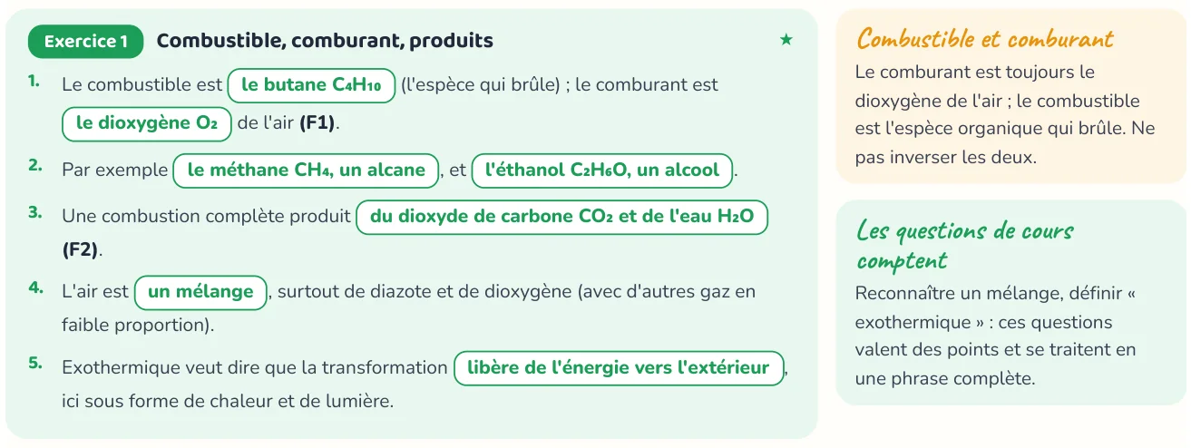 Un corrigé du cahier « Combustions et énergies de liaison ».
