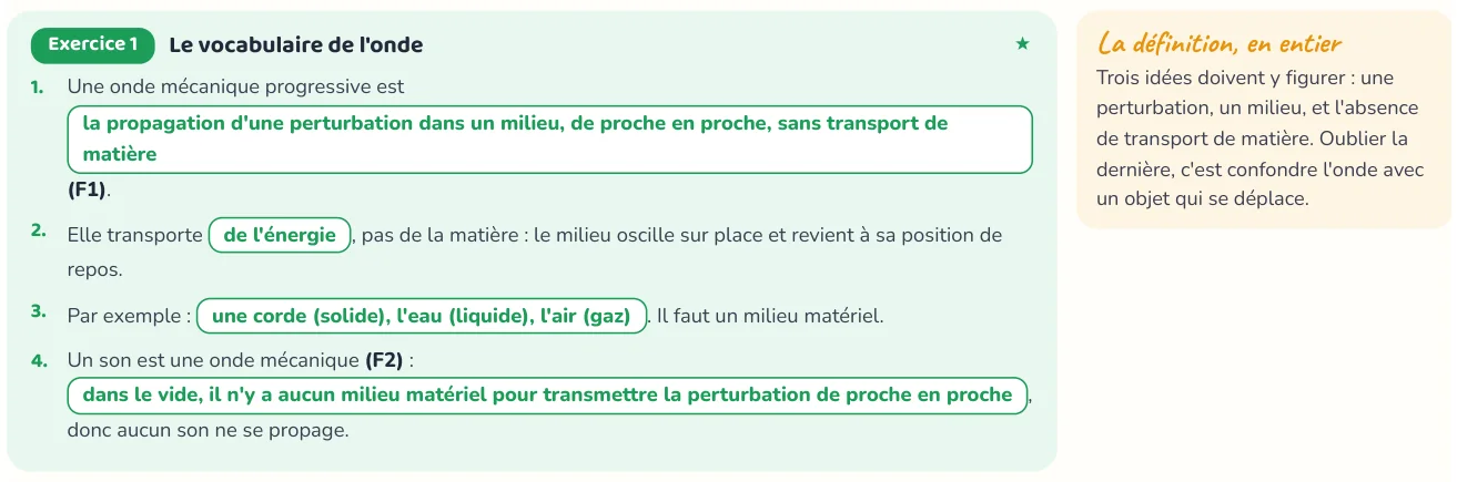 Un corrigé du cahier « Les ondes mécaniques ».