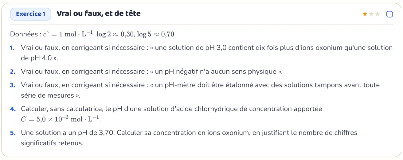 L’exercice te fait appliquer
