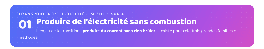 Partie 1 : Produire de l'électricité sans combustion