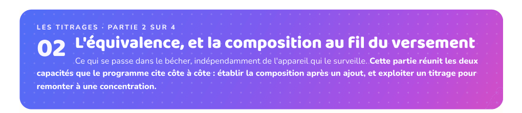 Partie 2 : L'équivalence, et la composition au fil du versement