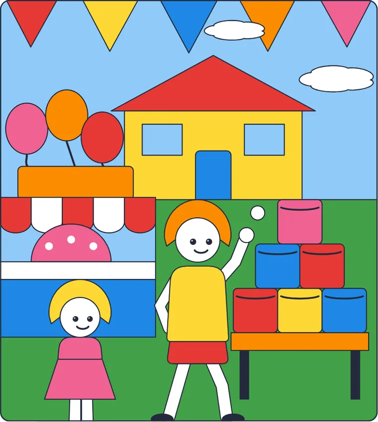 La kermesse de l'école : le dessin une fois colorié