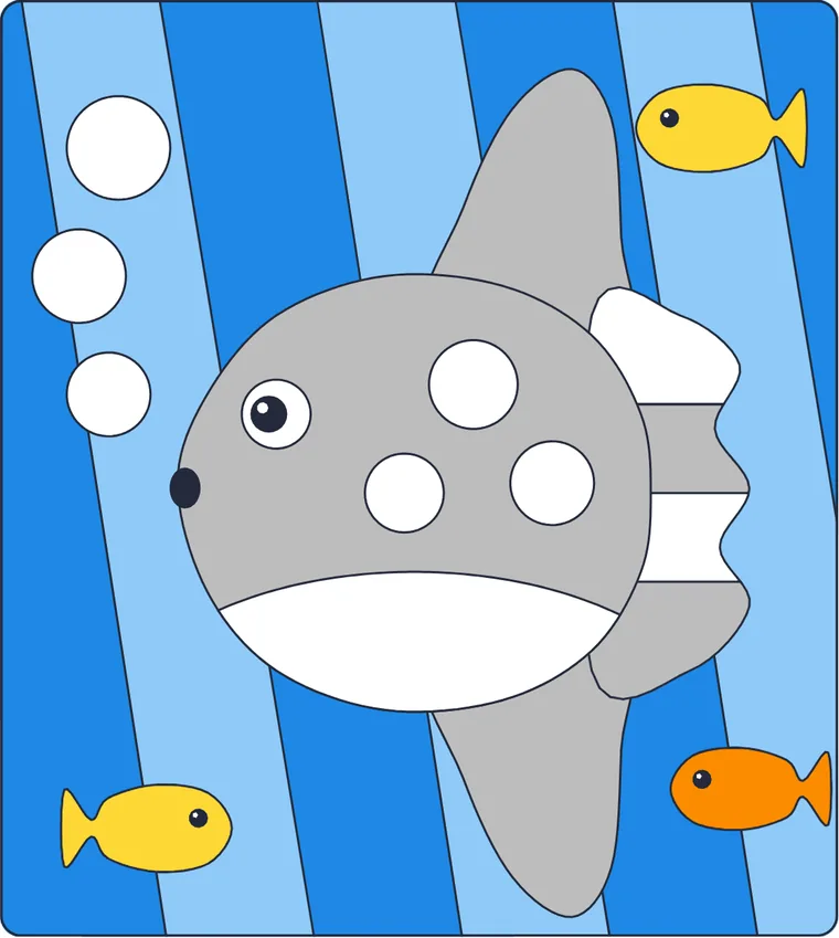 Le poisson-lune : le dessin une fois colorié