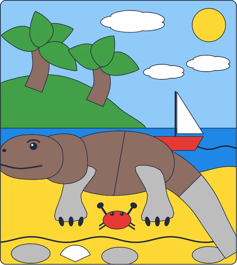 Le dragon de Komodo : le dessin une fois colorié