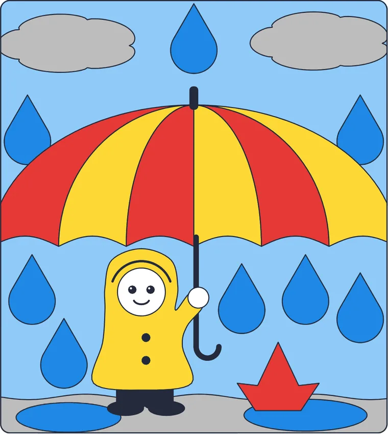 Le parapluie : le dessin une fois colorié