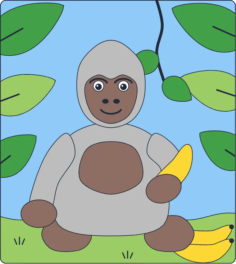 Le gorille : le dessin une fois colorié