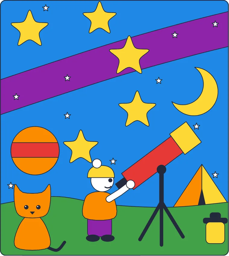 Le télescope : le dessin une fois colorié