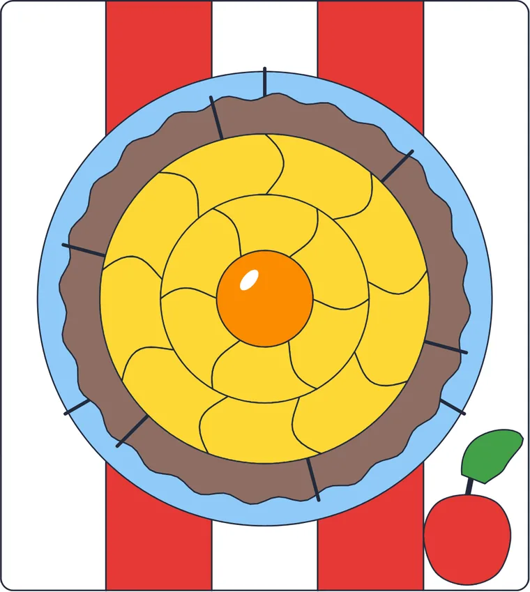 La tarte aux pommes : le dessin une fois colorié