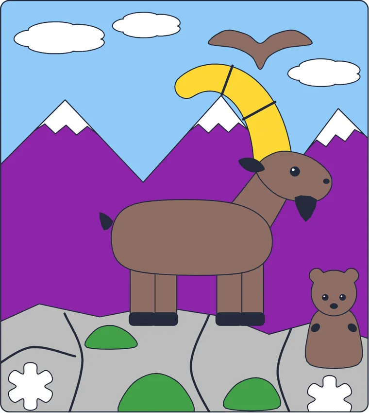 Le bouquetin : le dessin une fois colorié