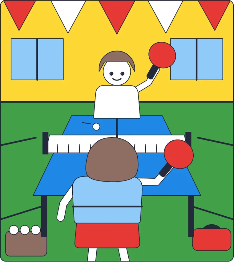 Le ping-pong : le dessin une fois colorié