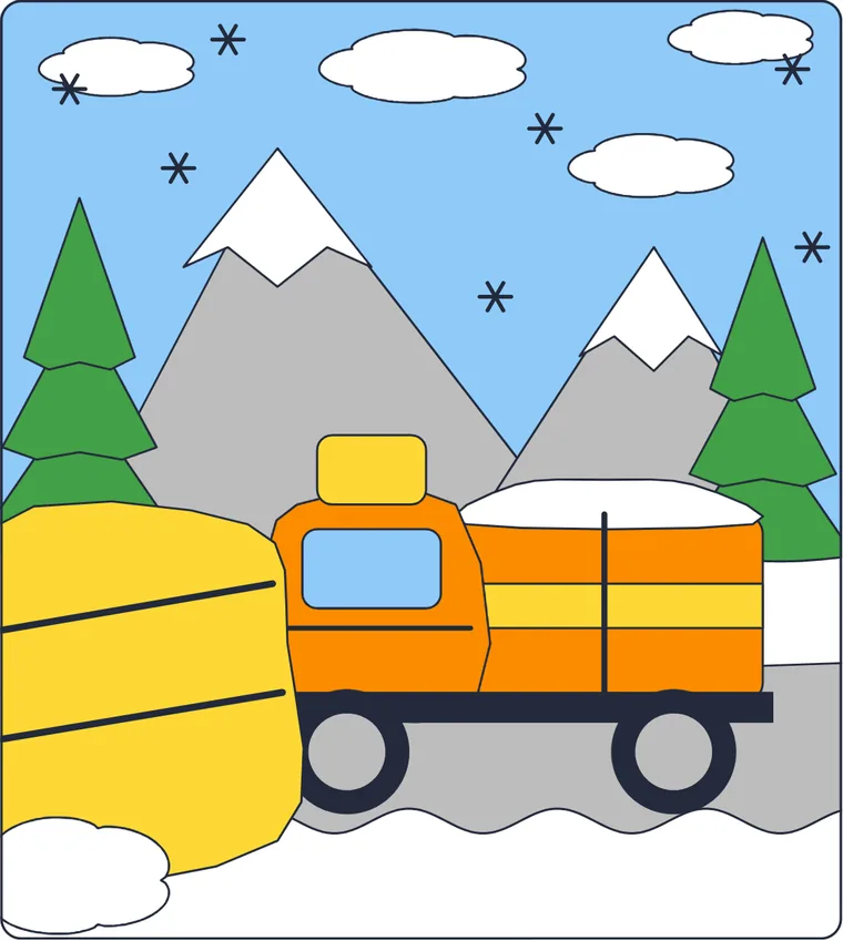Le chasse-neige : le dessin une fois colorié