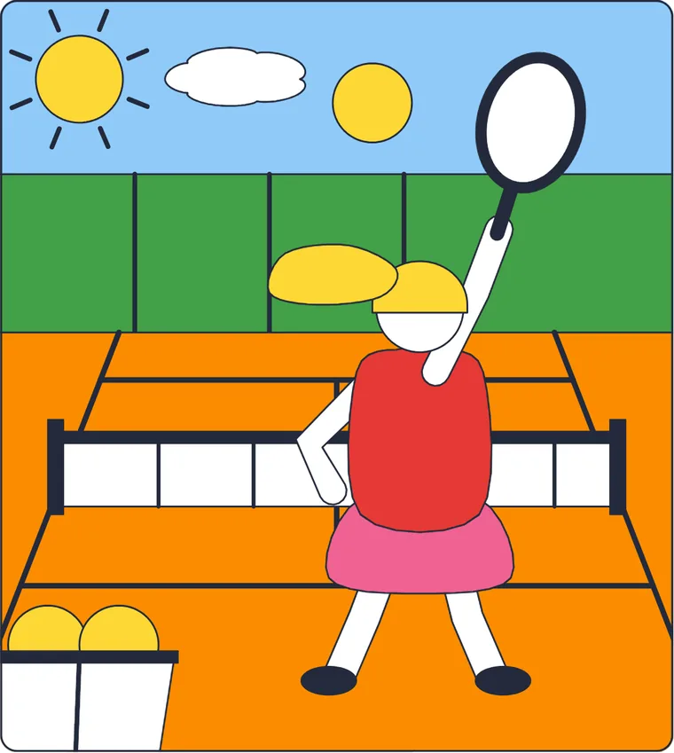 Le tennis : le dessin une fois colorié