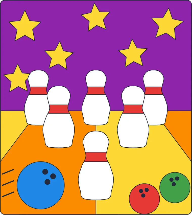 Le bowling : le dessin une fois colorié