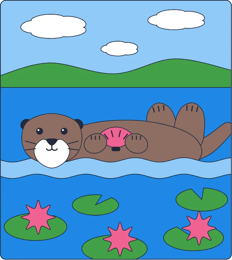 La loutre : le dessin une fois colorié