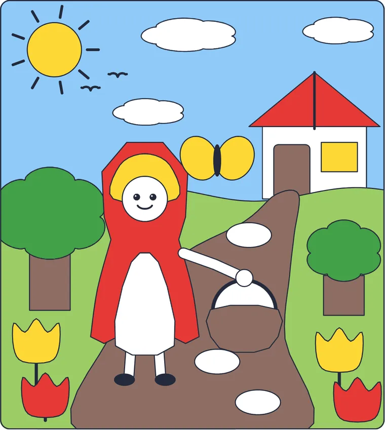 Le Petit Chaperon rouge : le dessin une fois colorié