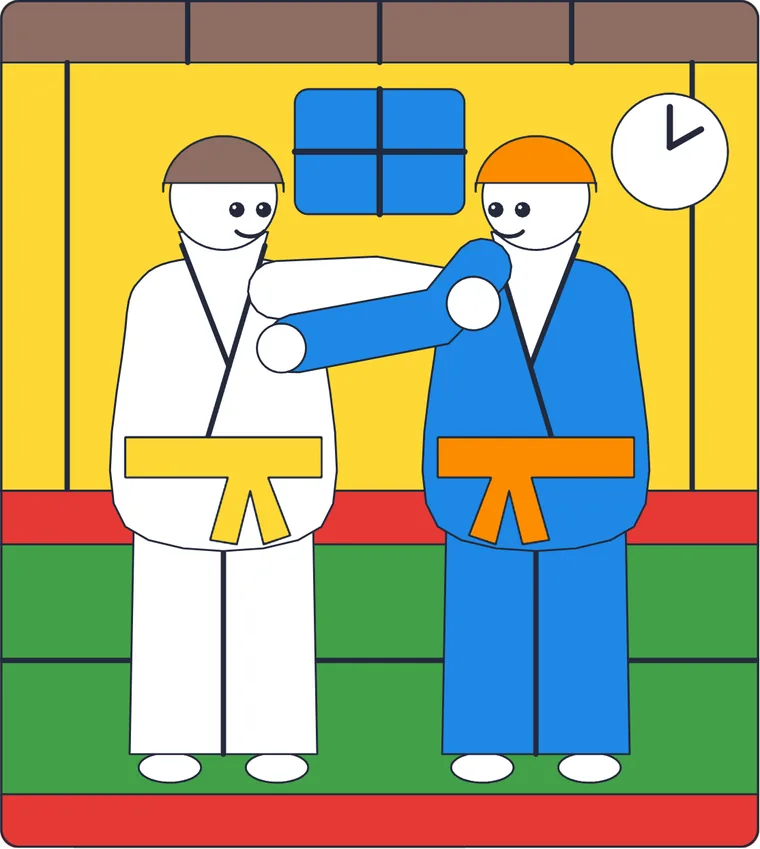 Le judo : le dessin une fois colorié