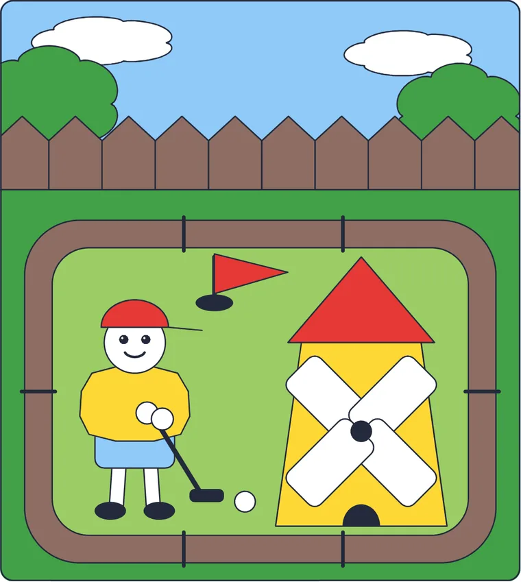 Le mini-golf : le dessin une fois colorié