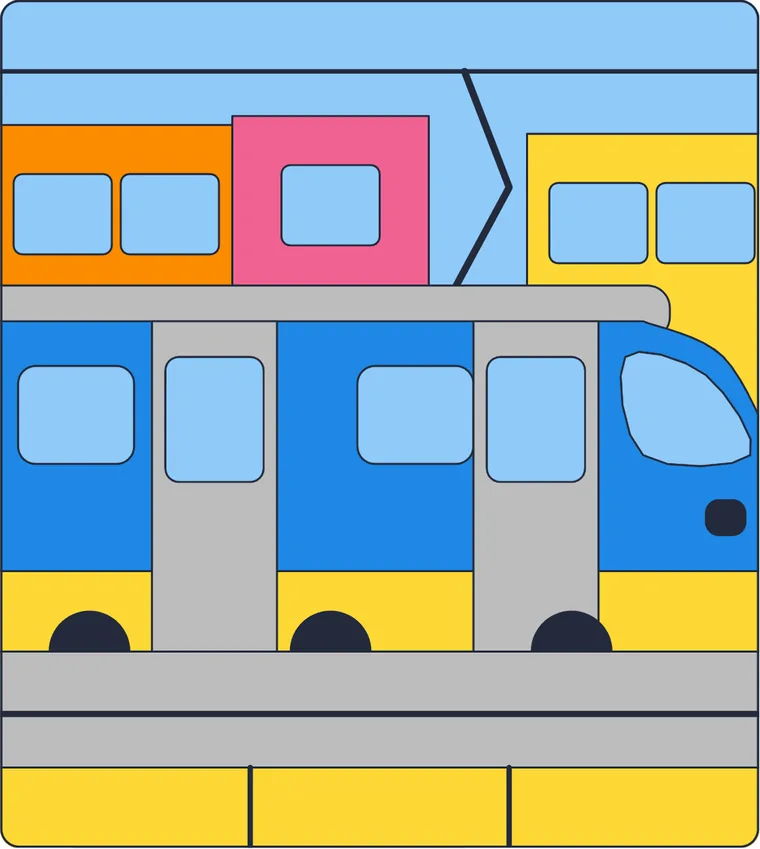 Le tramway : le dessin une fois colorié