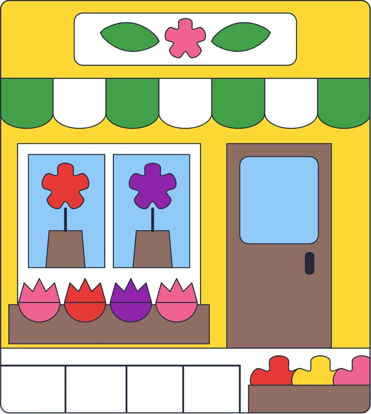 La boutique du fleuriste : le dessin une fois colorié