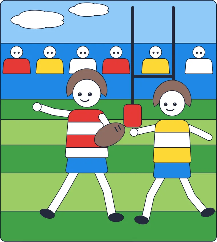 Le rugby : le dessin une fois colorié