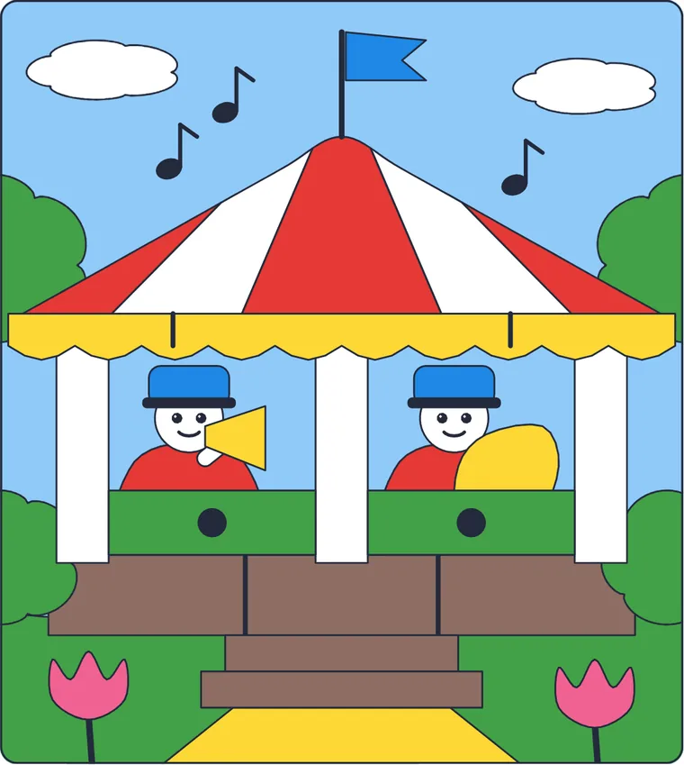 Le kiosque à musique : le dessin une fois colorié