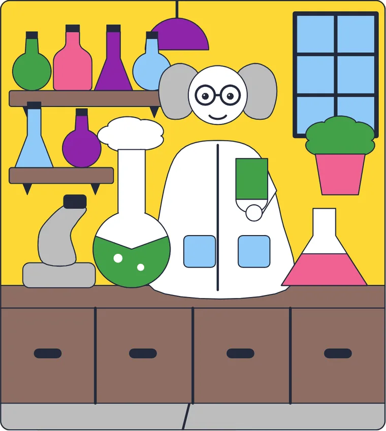 Le laboratoire du savant : le dessin une fois colorié