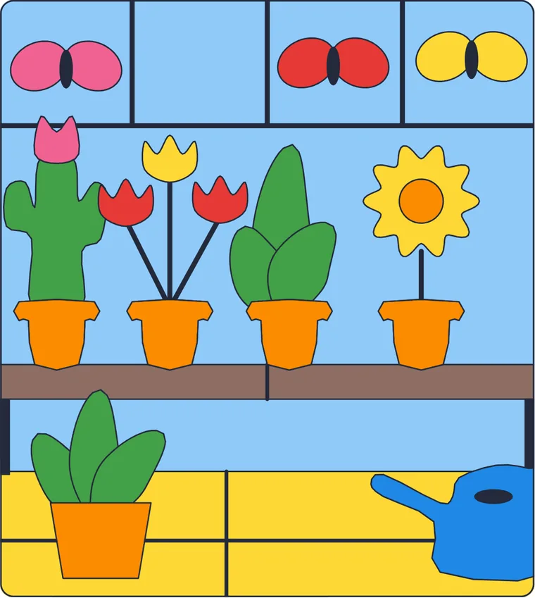 La serre aux plantes : le dessin une fois colorié