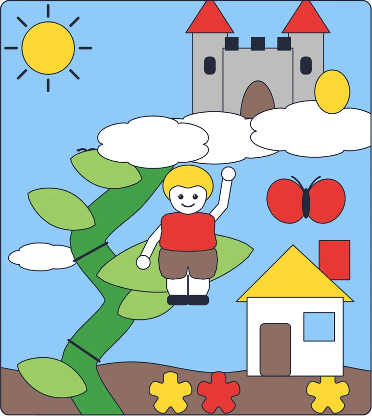Le haricot magique : le dessin une fois colorié