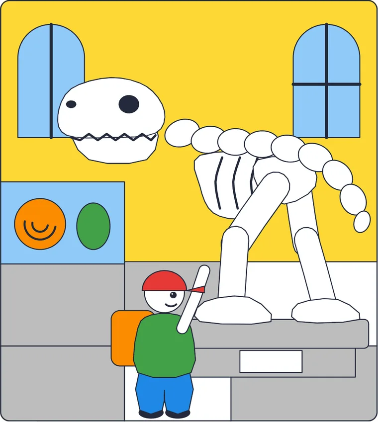 Le musée des dinosaures : le dessin une fois colorié