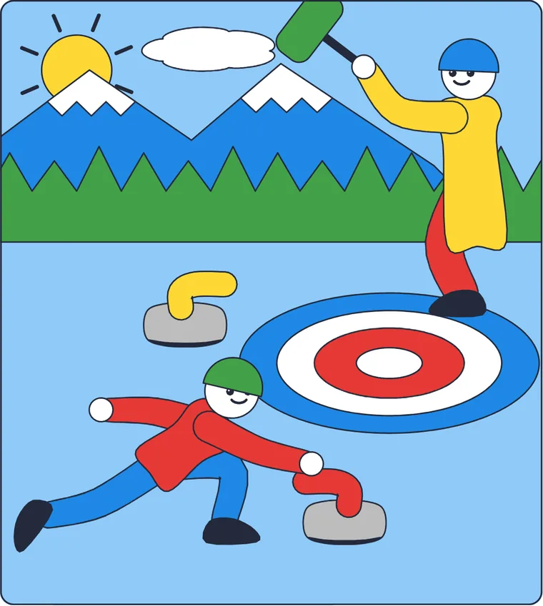 Le curling : le dessin une fois colorié