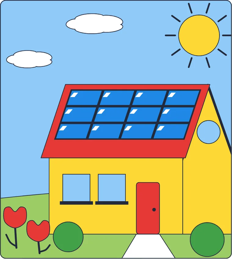Les panneaux solaires : le dessin une fois colorié