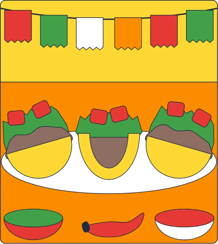 Les tacos : le dessin une fois colorié