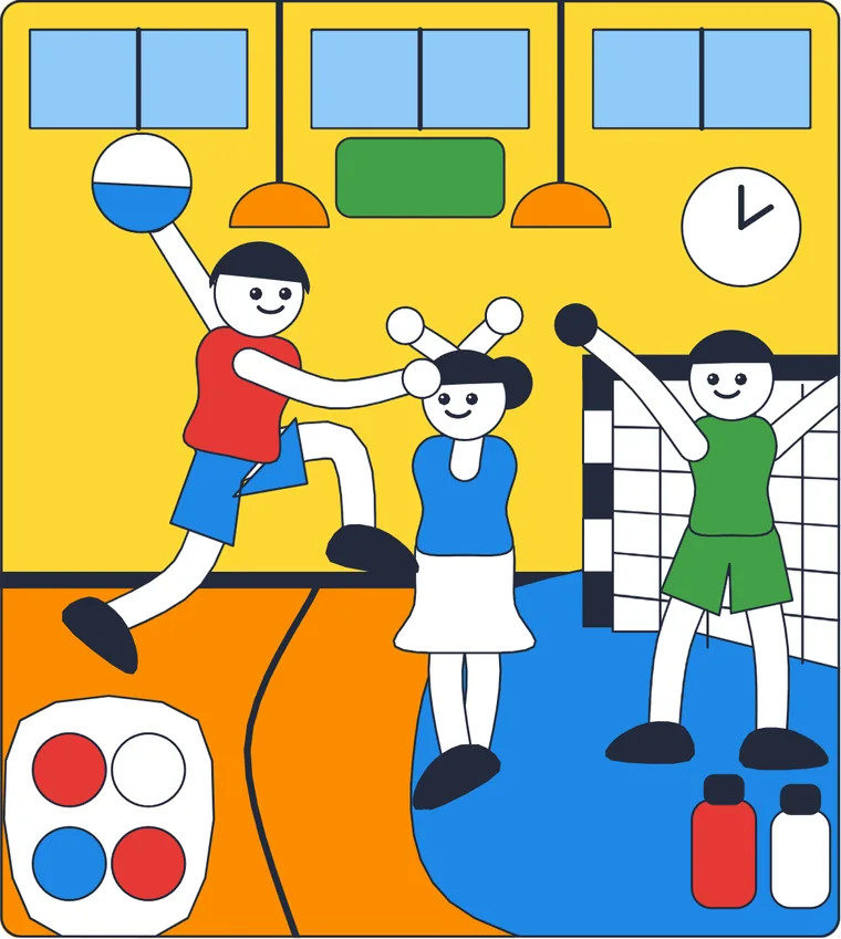 Le handball : le dessin une fois colorié