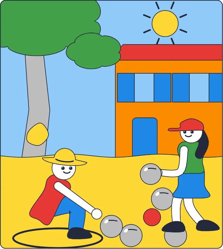 La pétanque : le dessin une fois colorié