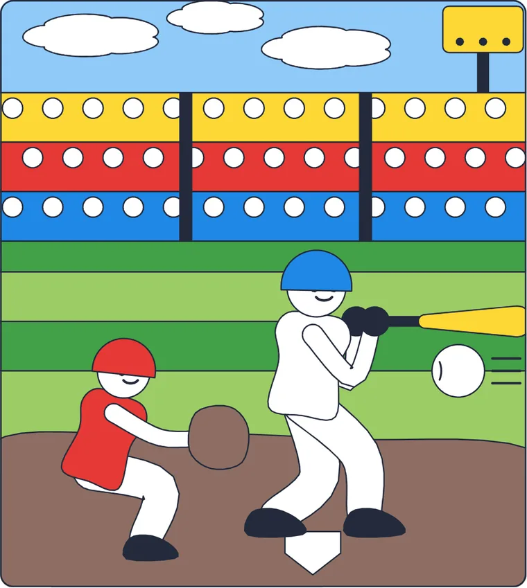 Le baseball : le dessin une fois colorié