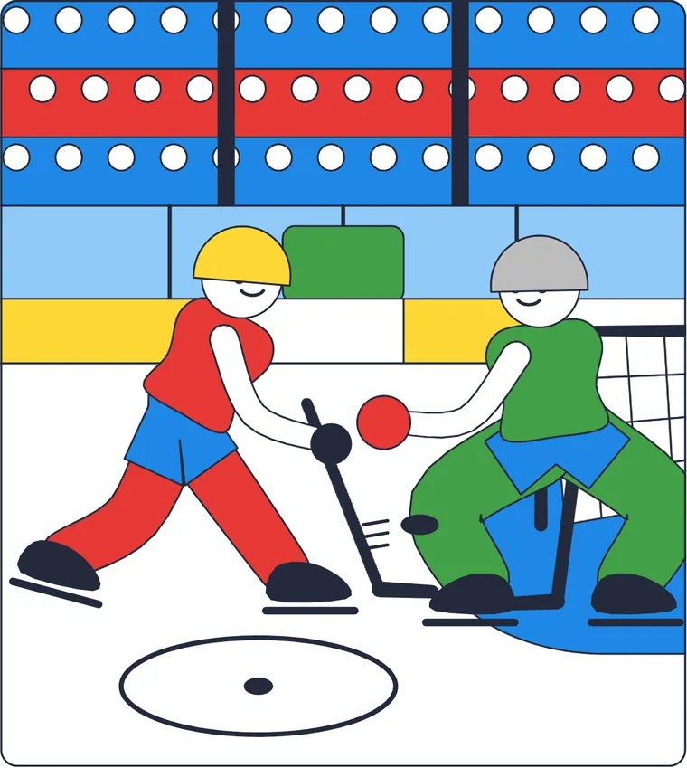 Le hockey sur glace : le dessin une fois colorié