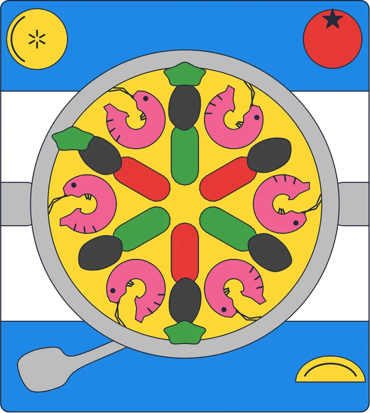 La paella : le dessin une fois colorié