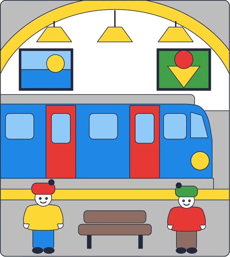 Le métro : le dessin une fois colorié