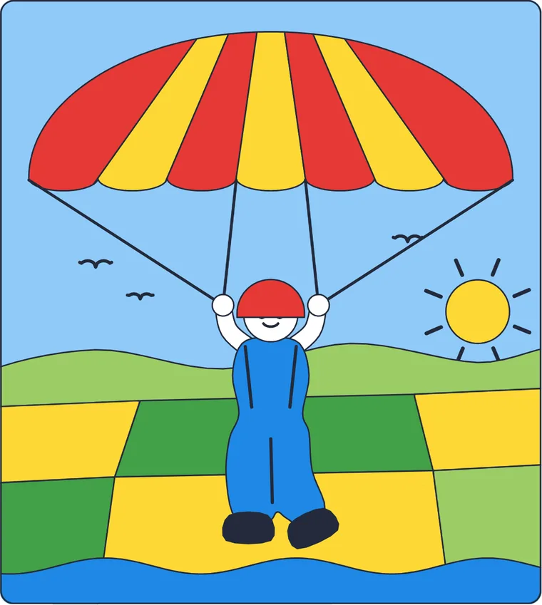 Le parachute : le dessin une fois colorié
