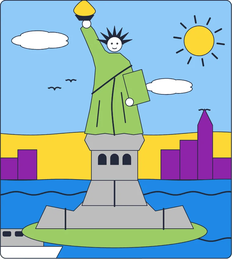 La statue de la Liberté : le dessin une fois colorié