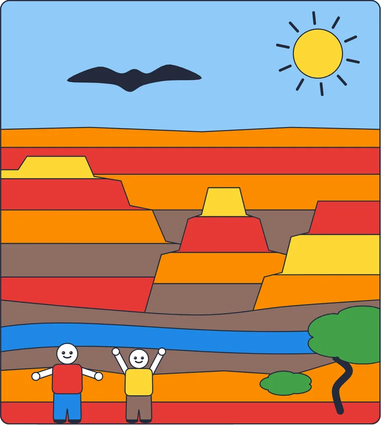 Le Grand Canyon : le dessin une fois colorié