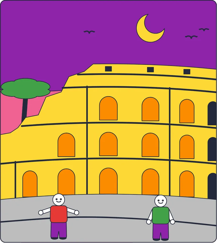 Le Colisée : le dessin une fois colorié