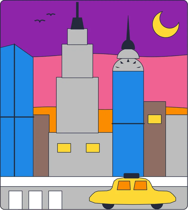 Les gratte-ciel de New York : le dessin une fois colorié