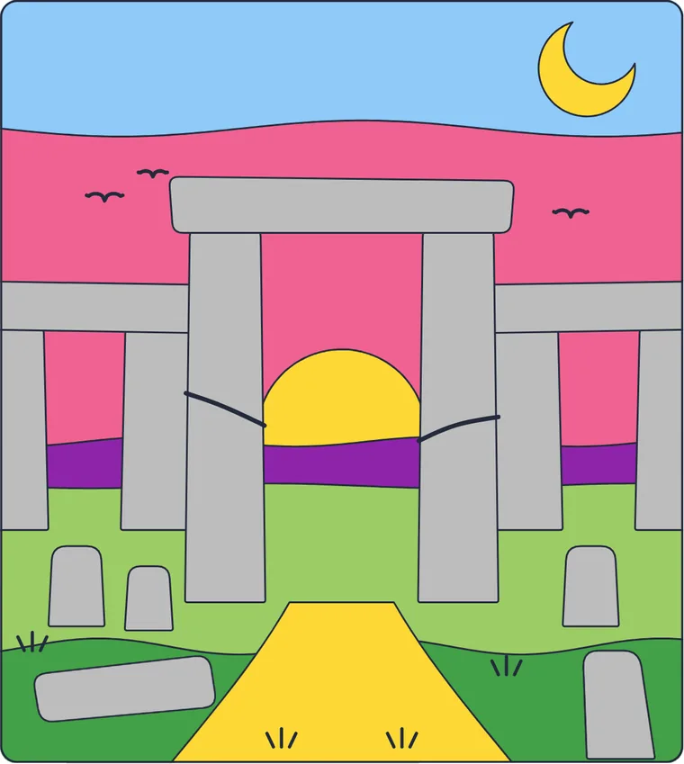 Stonehenge : le dessin une fois colorié